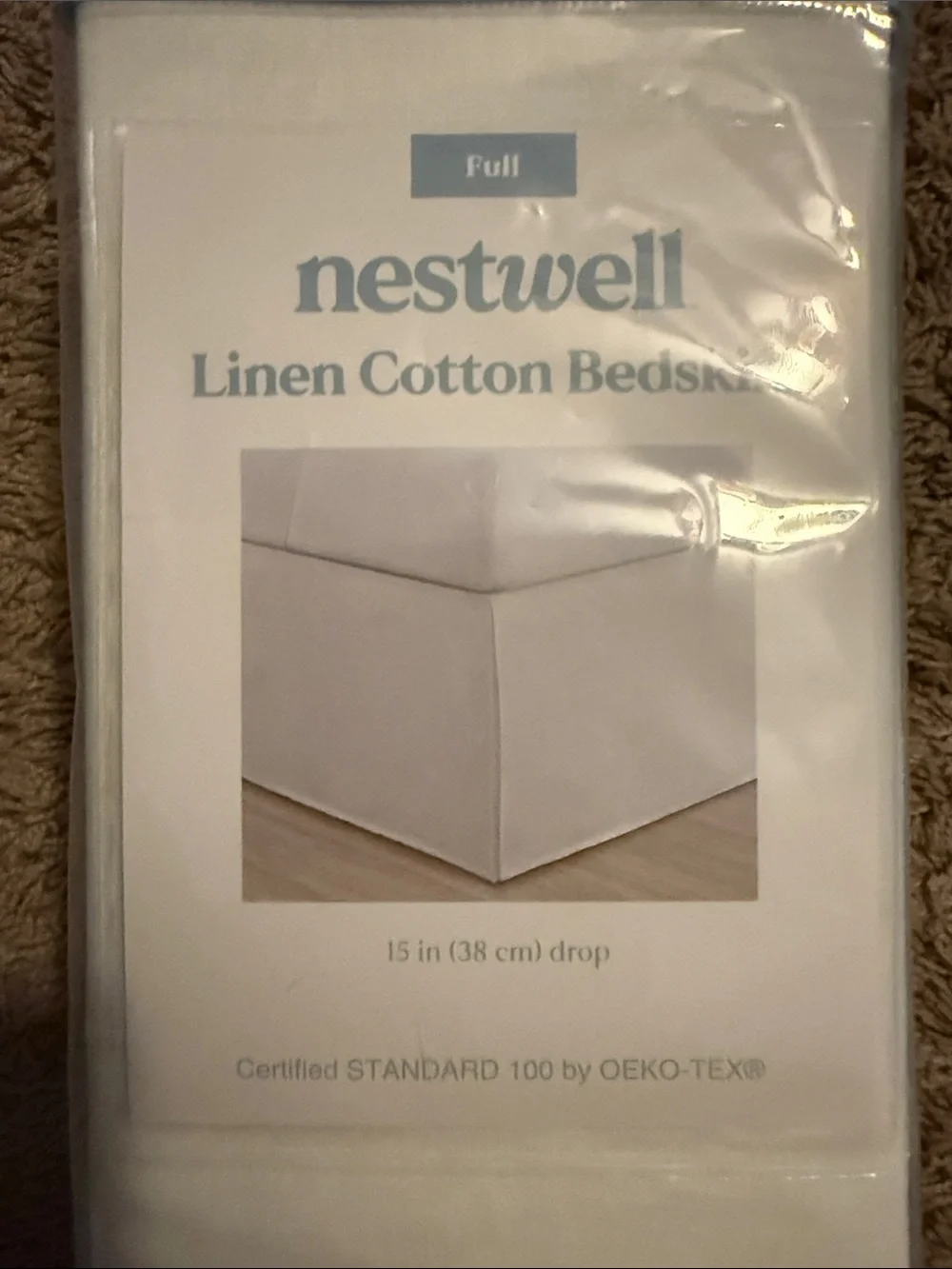 Linen Cotton Bedskirt in White - Full